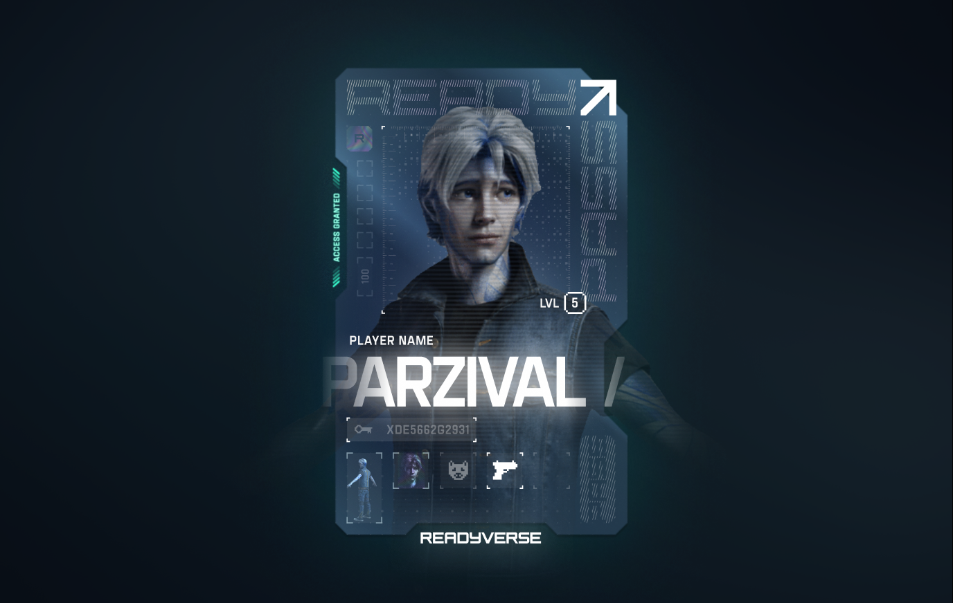A Readyverse player card and avatar key art