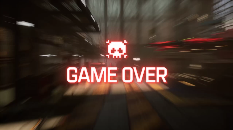A Readyverse Game Over screen