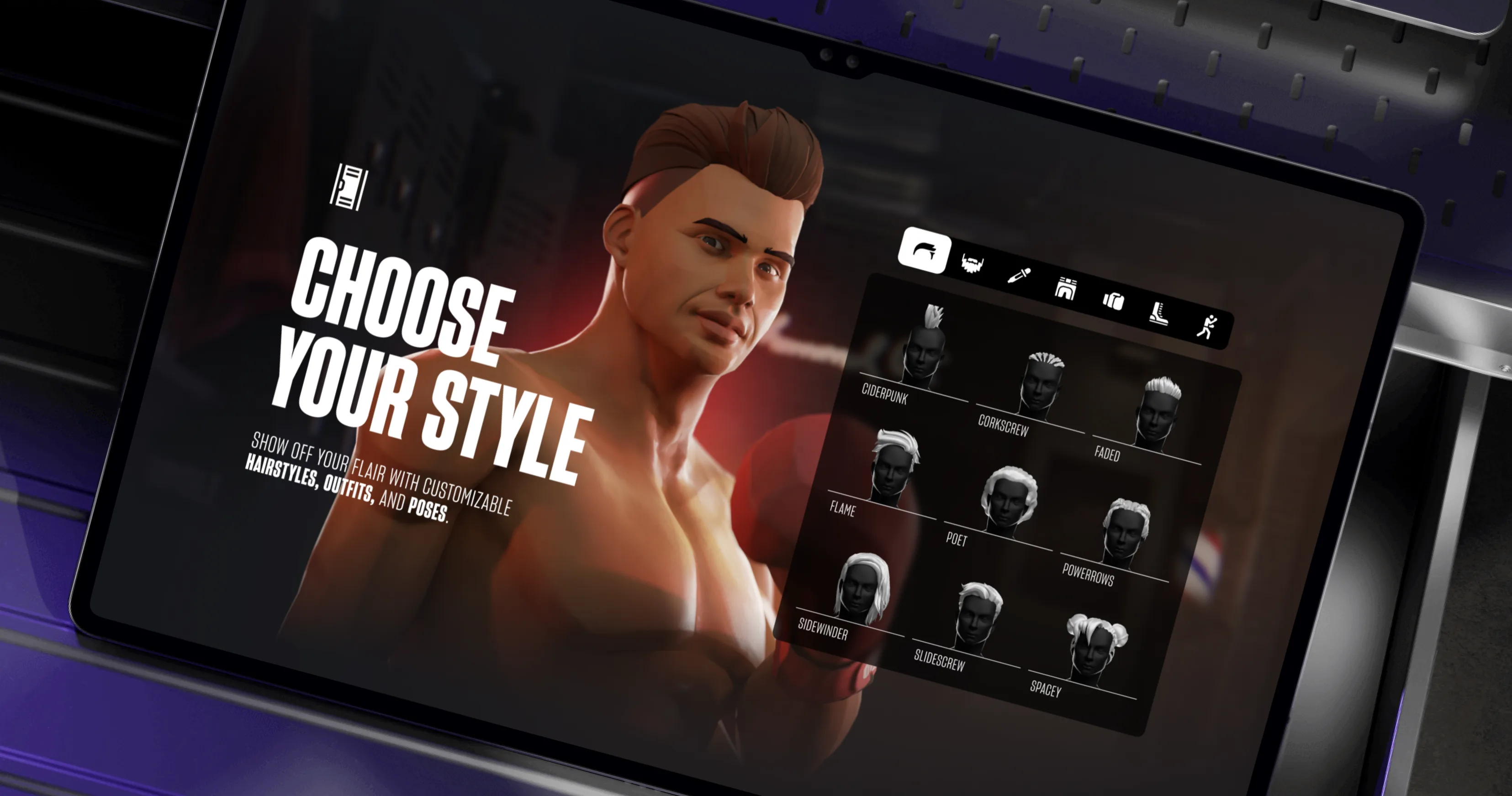 Choose Your Style — boxer customisation on a tablet