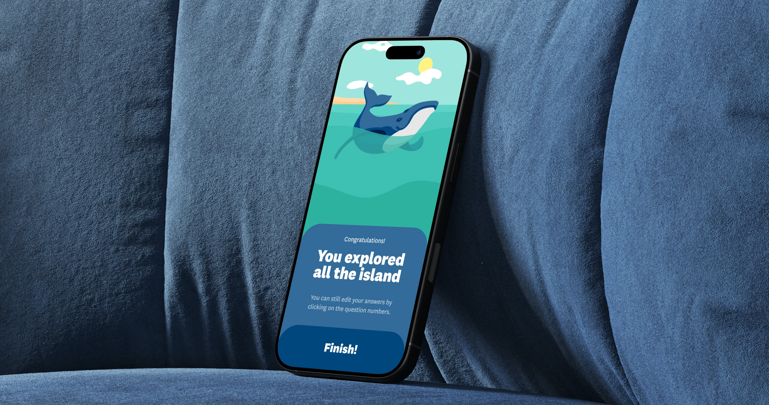 You explored all the island — the completion screen