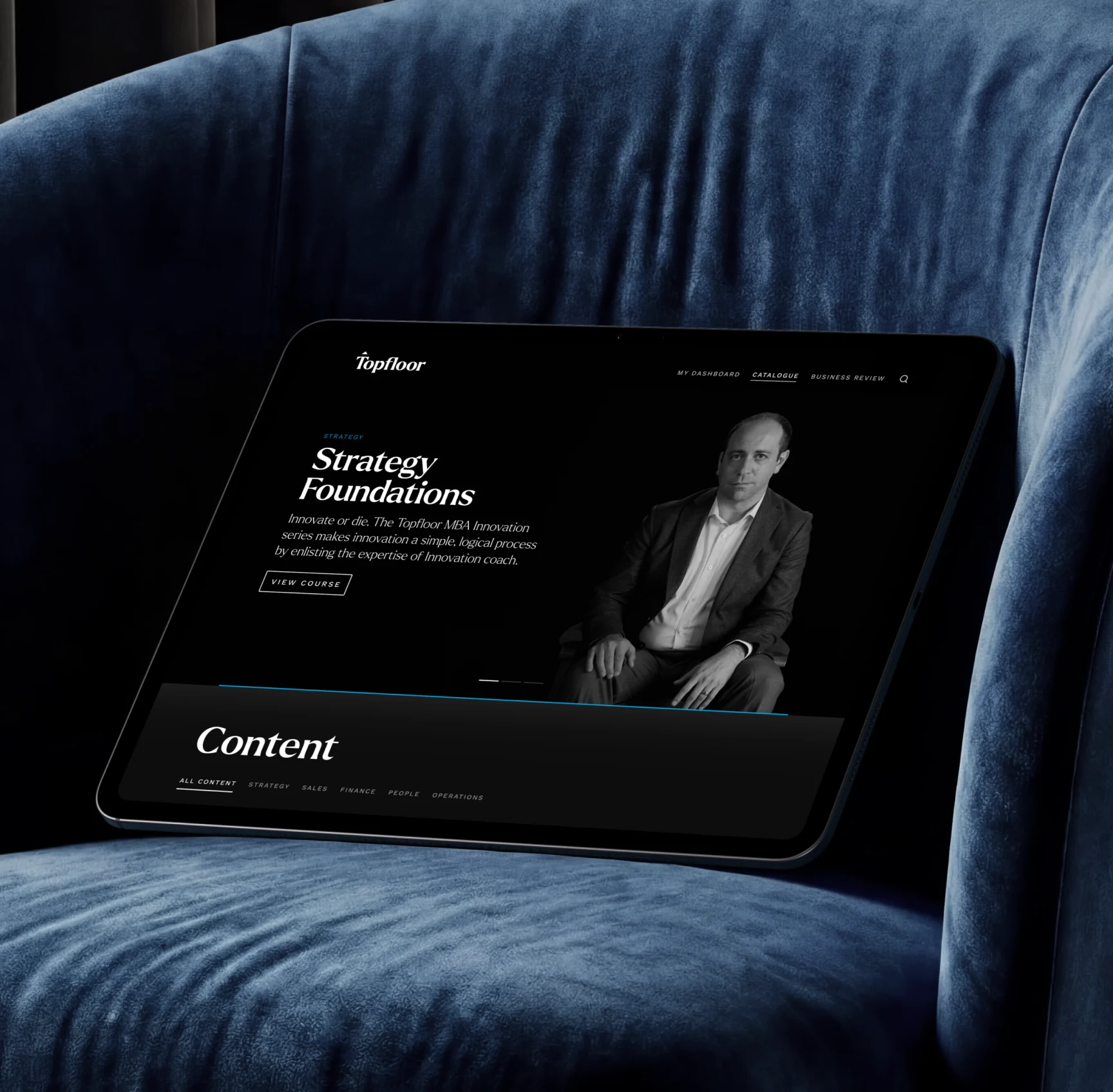 The Strategy Foundations course on a tablet