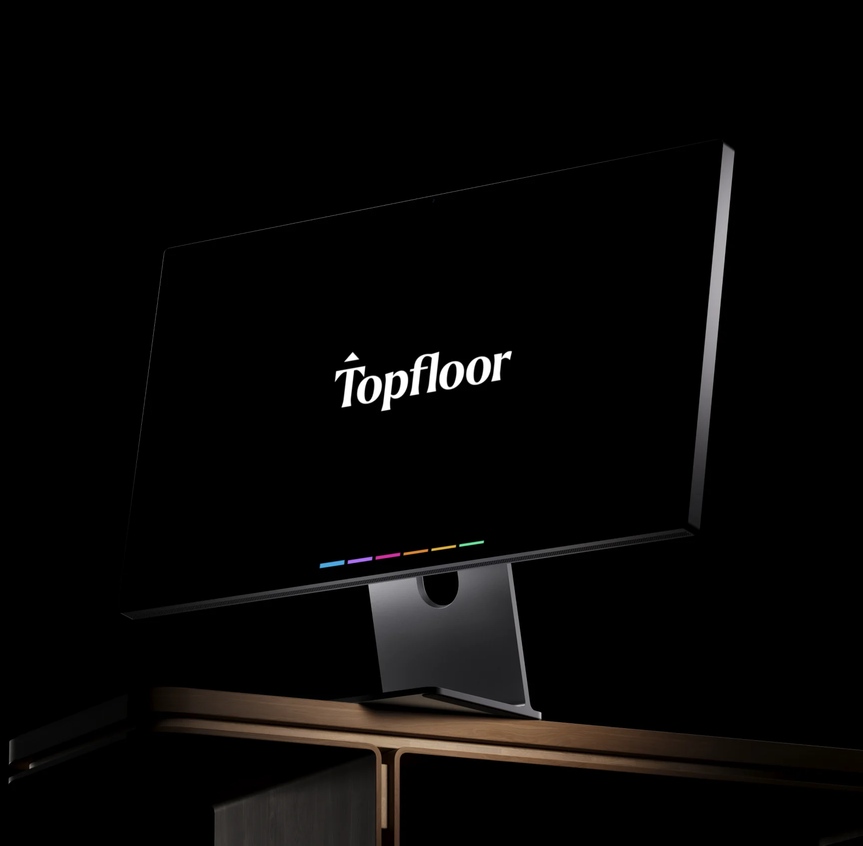 The Topfloor wordmark on a desktop screen